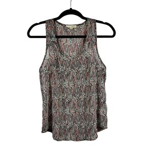 Lush Feather Tank Top Light Blue Pink Black Women Size Small Boho